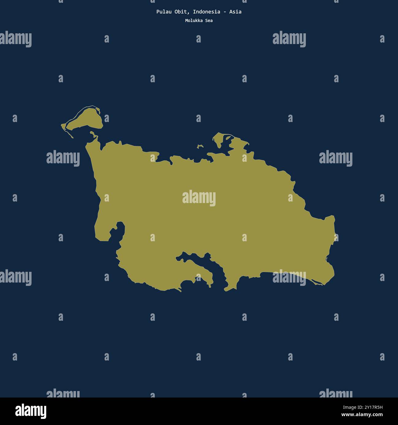 Forma di Pulau Obit nel Mare delle Molukka, appartenente all'Indonesia Foto Stock