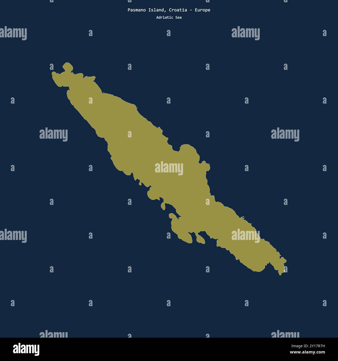 Forma dell'isola di Pasmano nel Mare Adriatico, appartenente alla Croazia Foto Stock