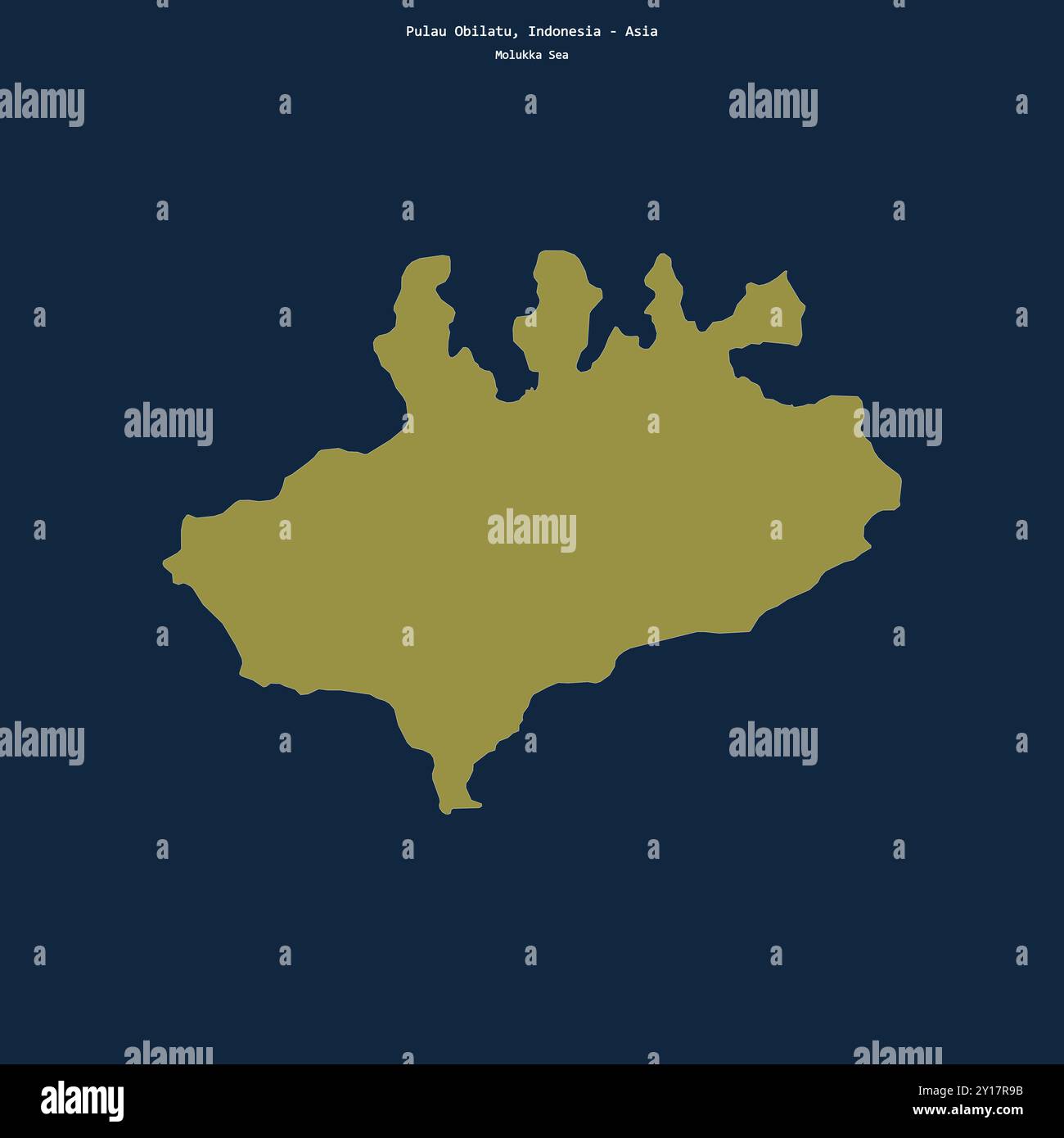 Forma di Pulau Obilatu nel Mare delle Molukka, appartenente all'Indonesia Foto Stock