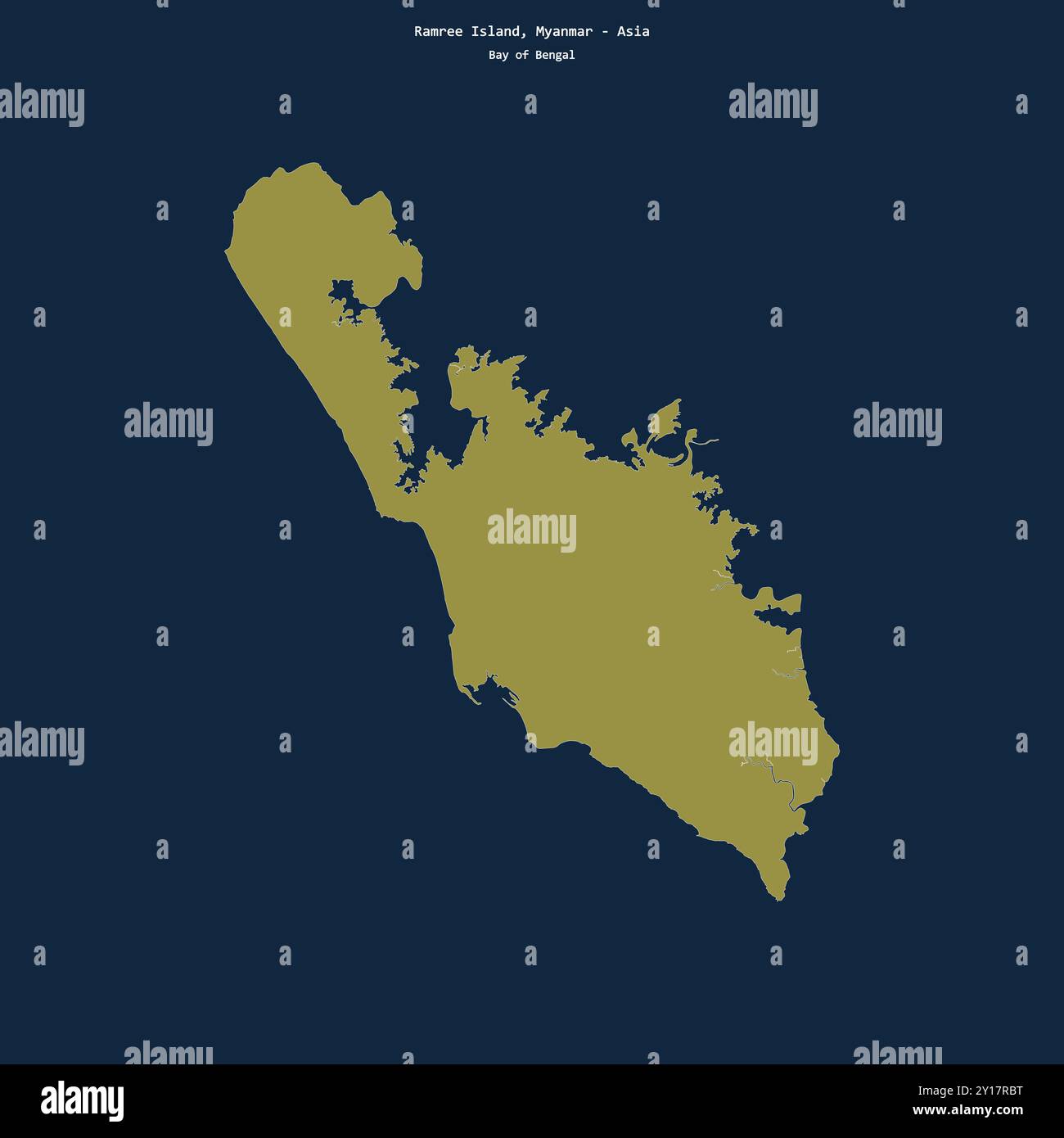 Forma dell'isola Ramree nella Baia del Bengala, appartenente al Myanmar Foto Stock