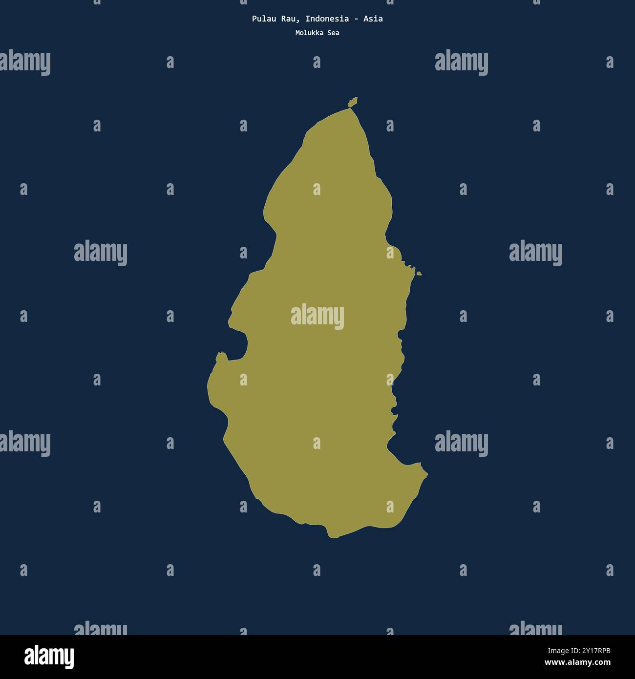 Forma di Pulau Rau nel Mare delle Molukka, appartenente all'Indonesia Foto Stock