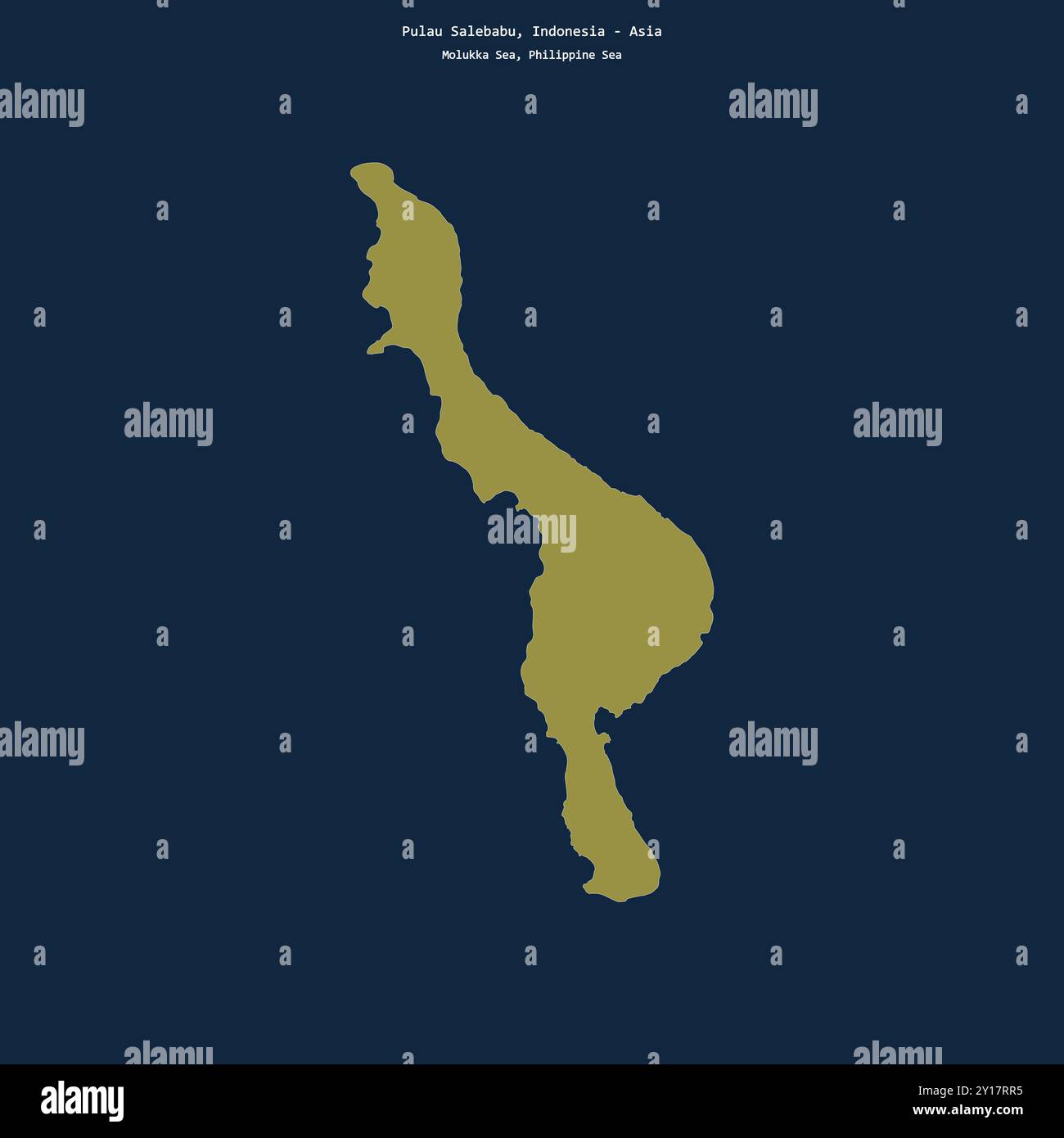 Forma di Pulau Salebabu nel Mare delle Molukka, appartenente all'Indonesia Foto Stock