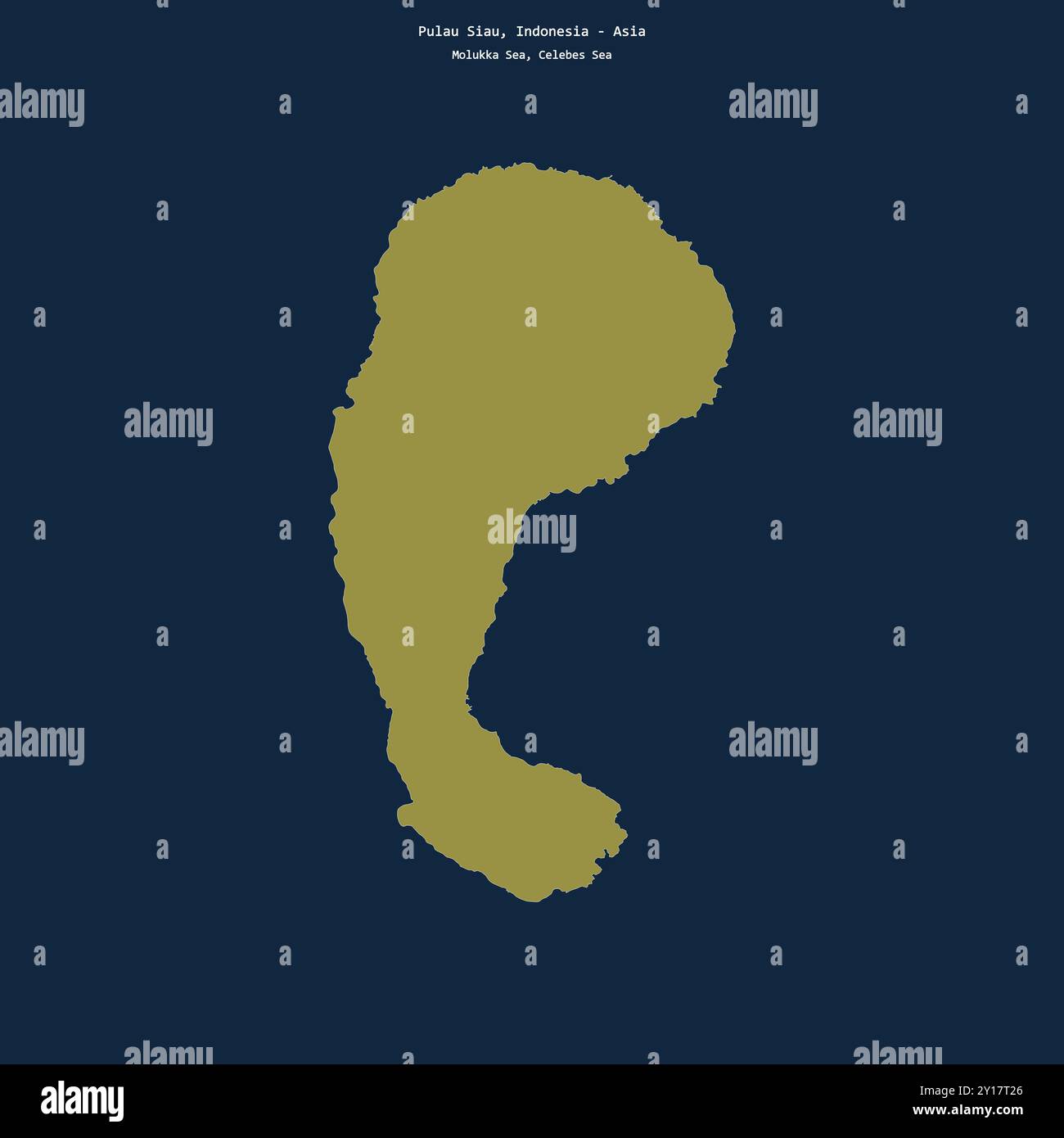 Forma di Pulau Siau nel Mare delle Molukka, appartenente all'Indonesia Foto Stock