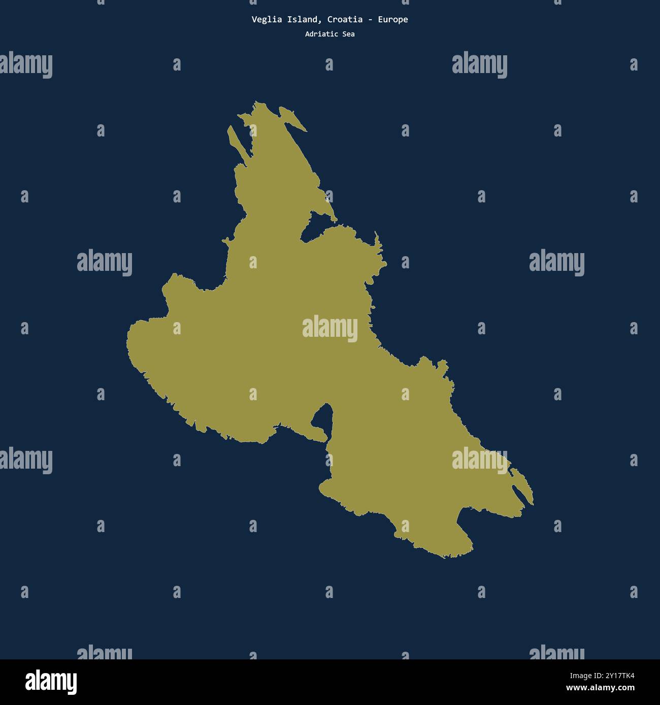 Forma dell'isola di Veglia nel Mare Adriatico, appartenente alla Croazia Foto Stock
