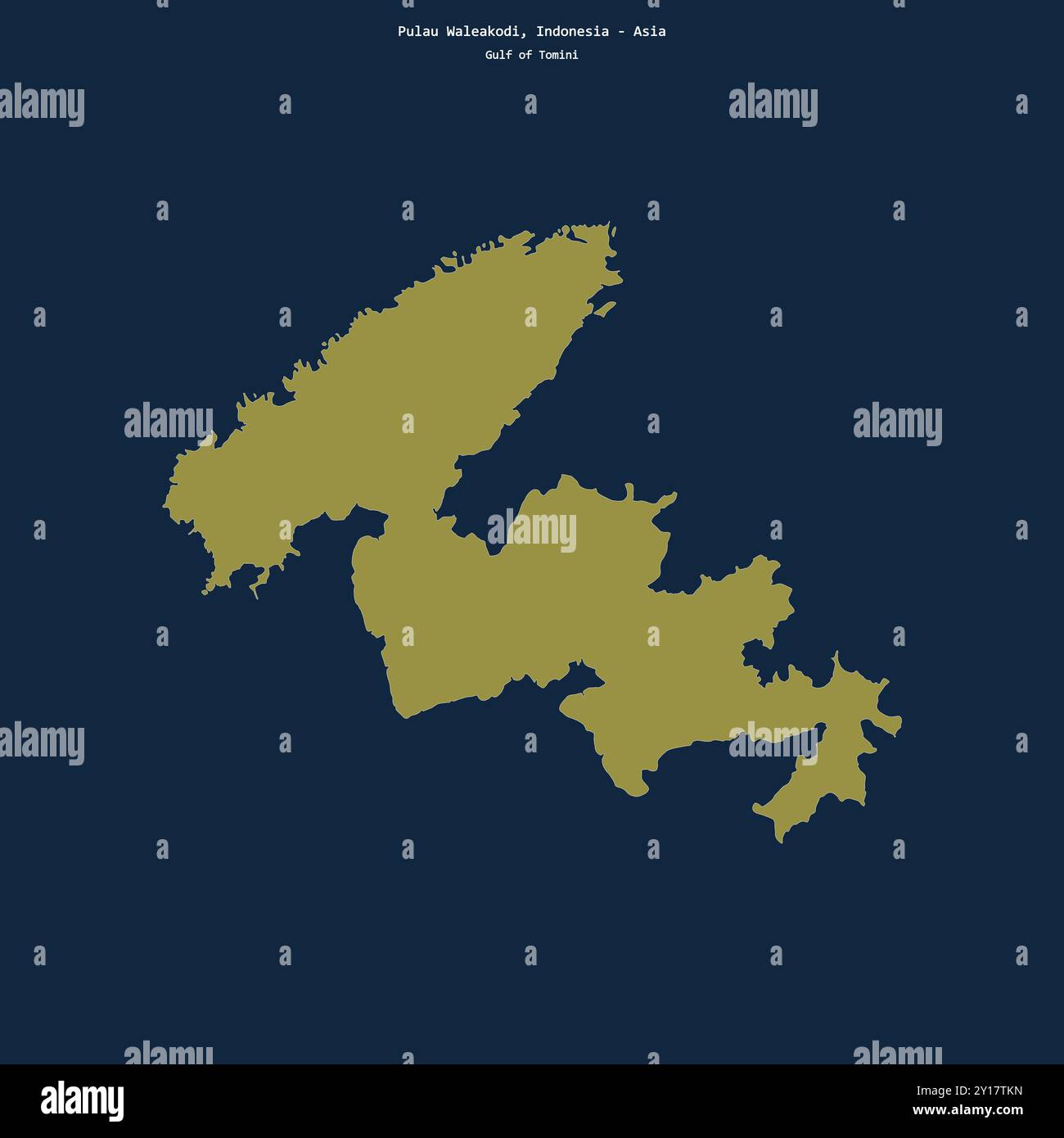 Forma di Pulau Waleakodi nel Golfo di Tomini, appartenente all'Indonesia Foto Stock