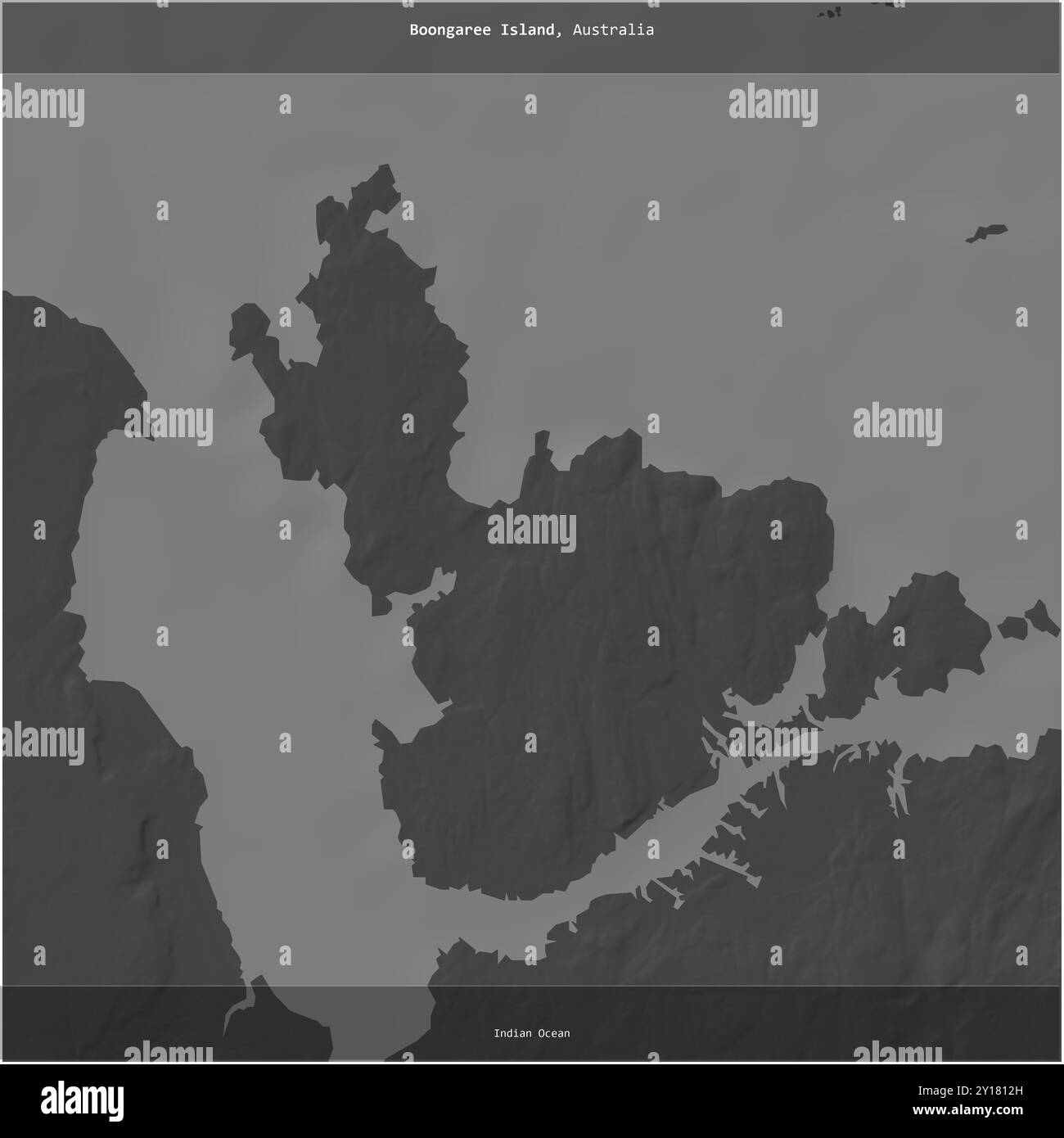 L'isola di Boongaree nell'Oceano Indiano, appartenente all'Australia, è stata ritagliata su una mappa a due livelli Foto Stock