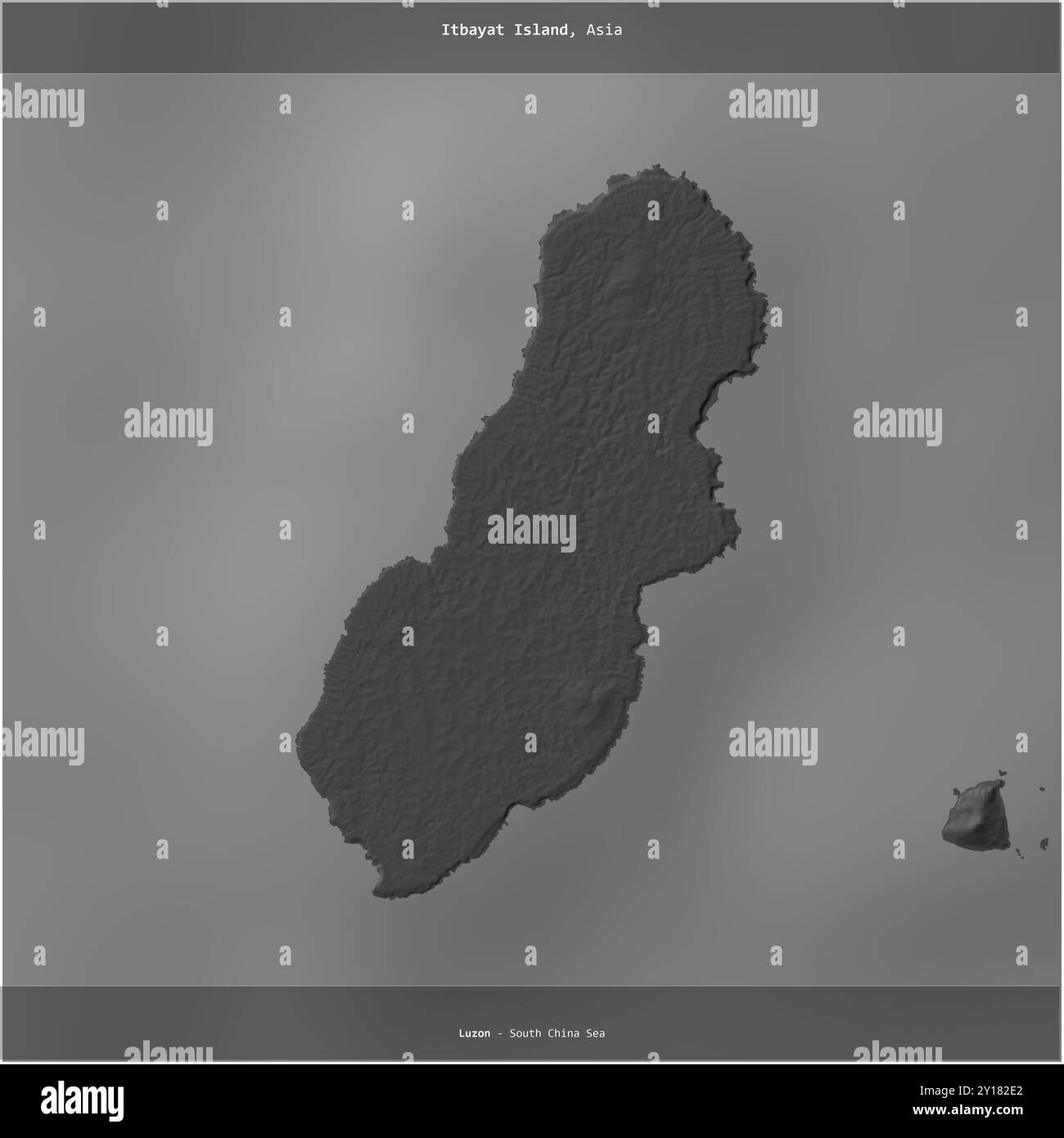L'isola Itbayat, nel Mar Cinese meridionale, appartenente alle Filippine, è stata ritagliata su una mappa a due livelli Foto Stock