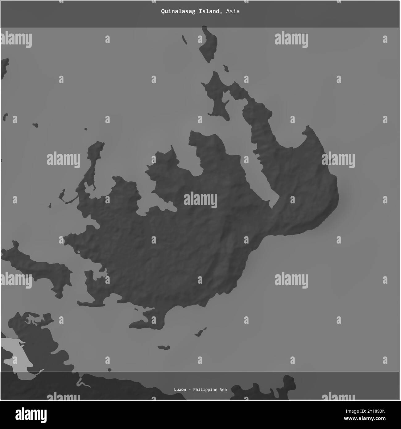L'isola Quinalasag nel Mar delle Filippine, appartenente alle Filippine, si ritagliò in piazza su una mappa a due livelli Foto Stock