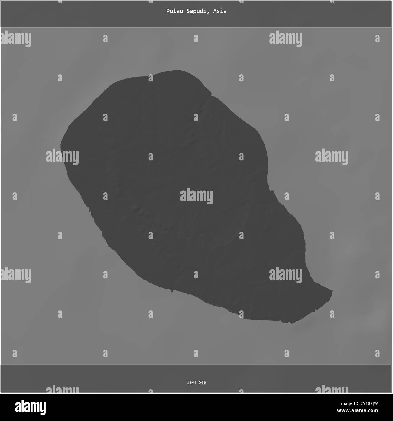 Pulau Sapudi, nel Mar di Giava, appartenente all'Indonesia, si ritagliò in piazza su una mappa a due livelli Foto Stock