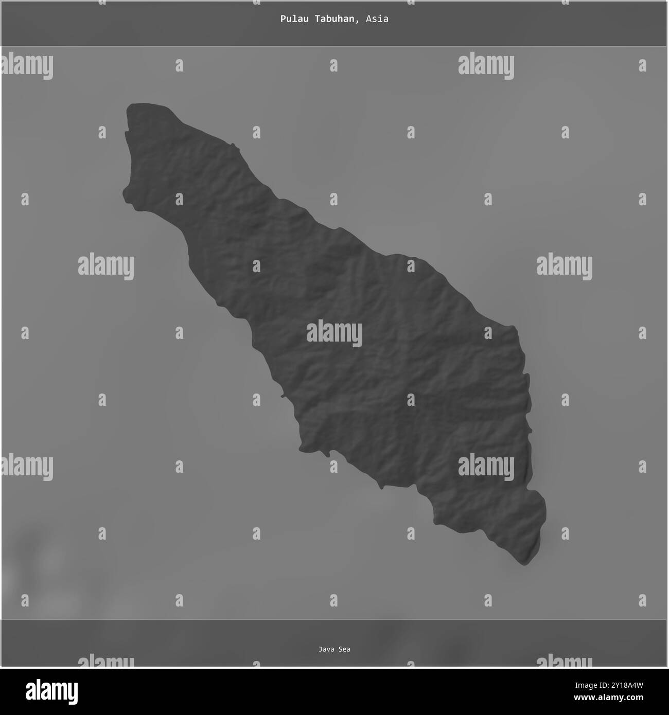 Pulau Tabuhan nel Mar di Giava, appartenente all'Indonesia, si ritagliò in quadrato su una mappa di elevazione a due livelli Foto Stock