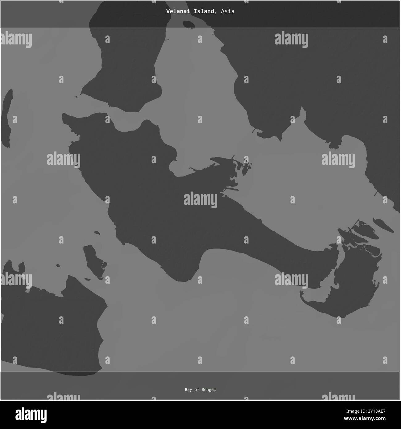 Velanai Island, nella Baia del Bengala, appartenente allo Sri Lanka, si è ritagliata in piazza su una mappa a due livelli Foto Stock