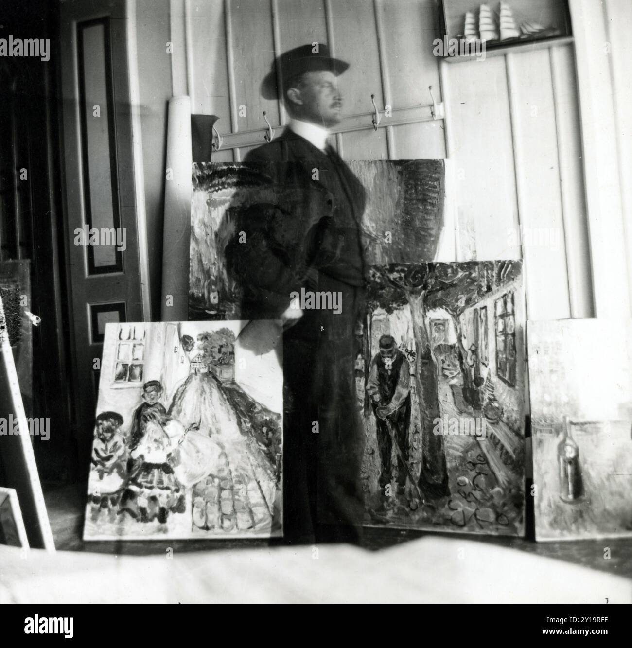 Autoritratto alle 53 di Strom a Warnemünde, 1907, fotografia di Edvard Munch Foto Stock