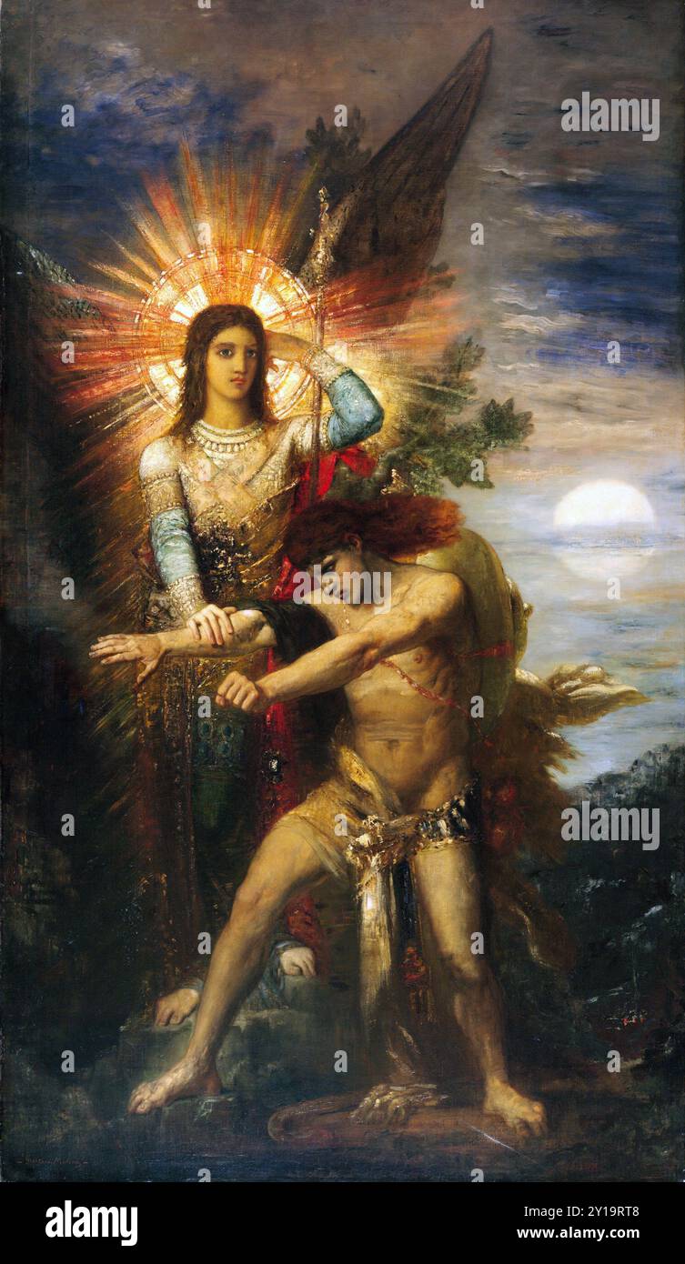 Jacob and the Angel (1878), dipinto di Gustave Moreau Foto Stock