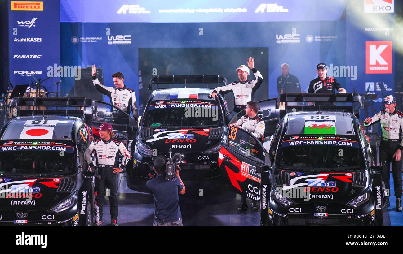 , Affrontano il Ceremonial Start, durante il FIA World Rally Championship WRC Eko Acropolis Rally Grecia 2024 05 Sept Lamia, Grecia Credit: Independent Photo Agency Srl/Alamy Live News Foto Stock