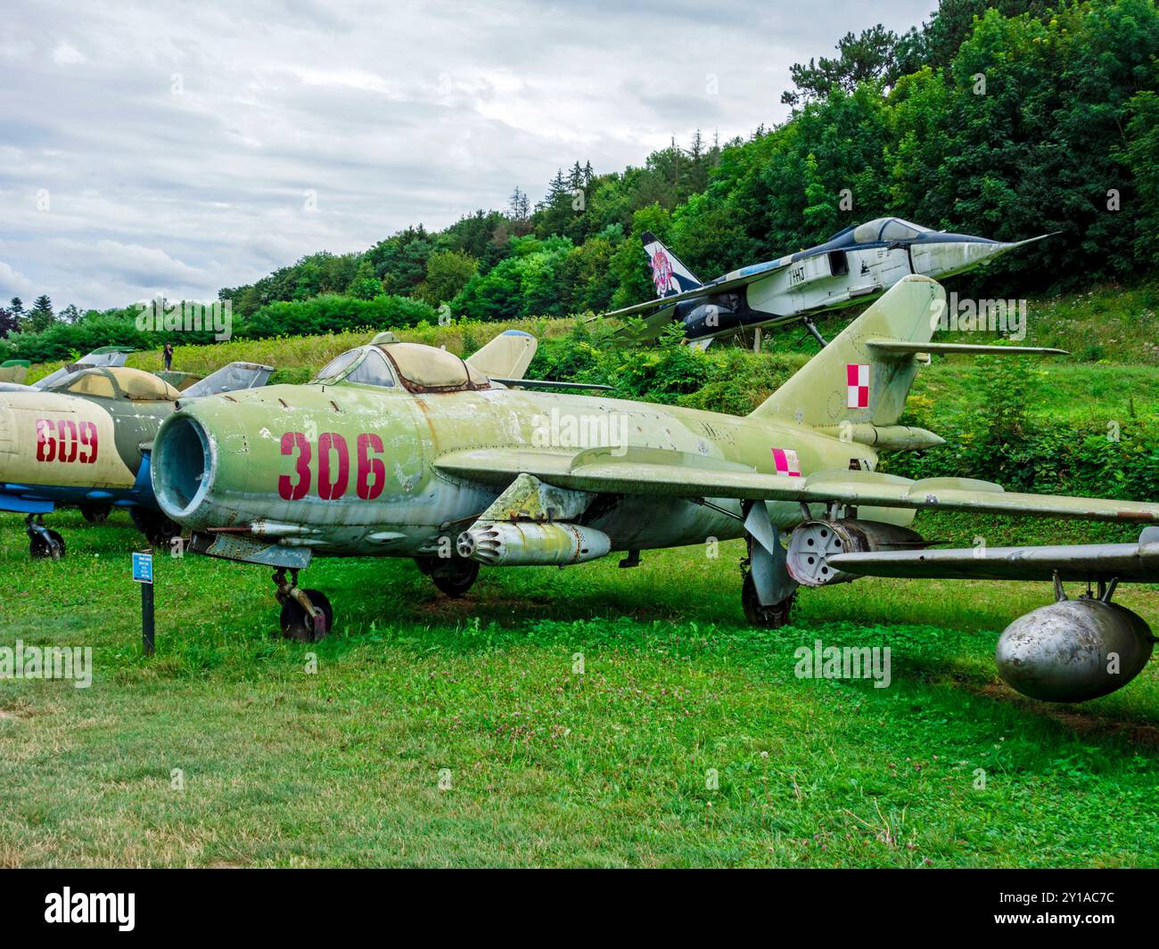 Collezione di combattenti MIG-15 al Museo del Castello di Savigny-les Beaune (Bourgogne/Francia) Foto Stock