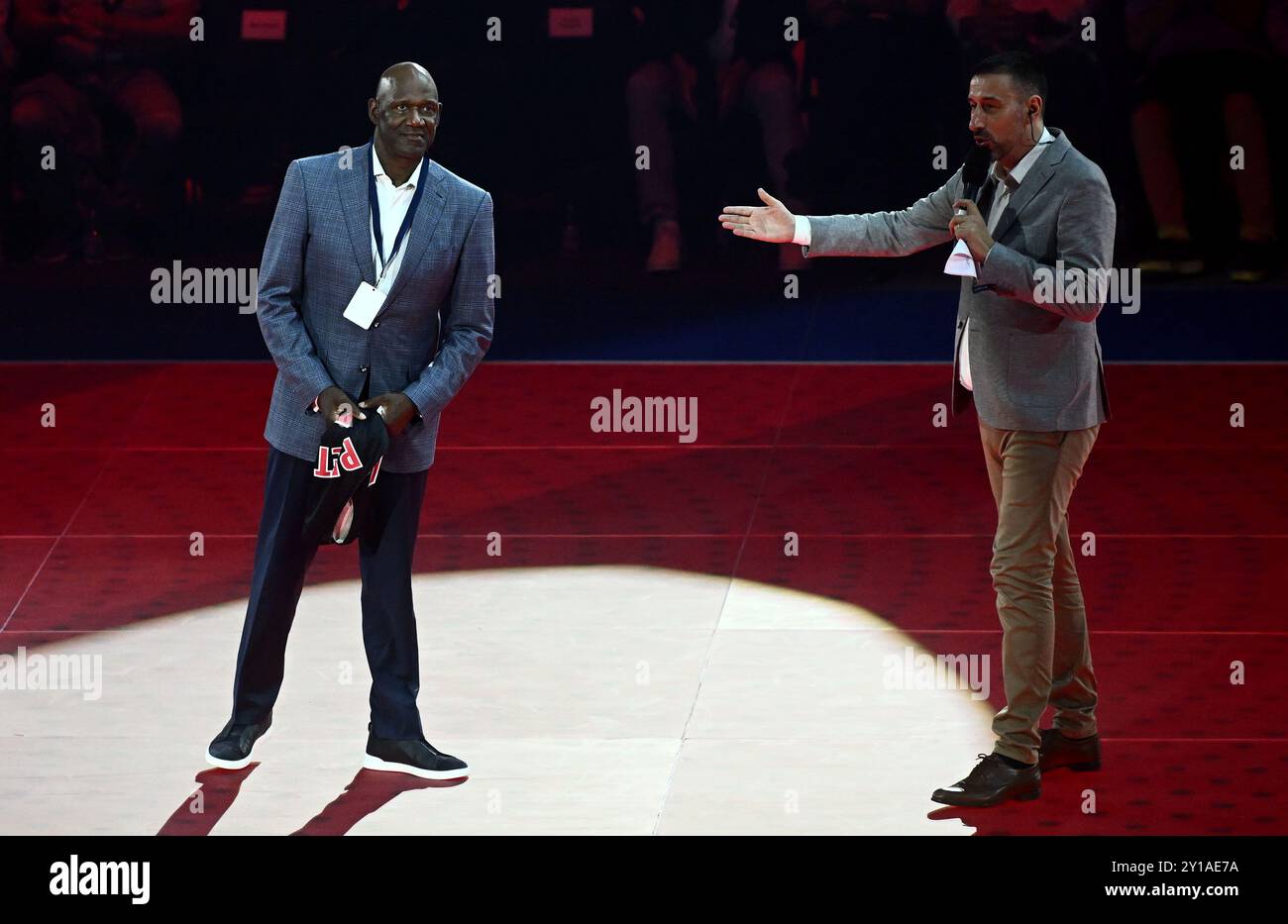 Zagabria, Croazia. 5 settembre 2024. L'ex giocatore NBA Terry Porter durante la partita commemorativa in memoria di Drazen Petrovic tra la nazionale croata e alcuni giocatori europei all'Arena Zagabria il 5 settembre 2024. Foto: Marko Lukunic/PIXSELL credito: Pixsell/Alamy Live News Foto Stock