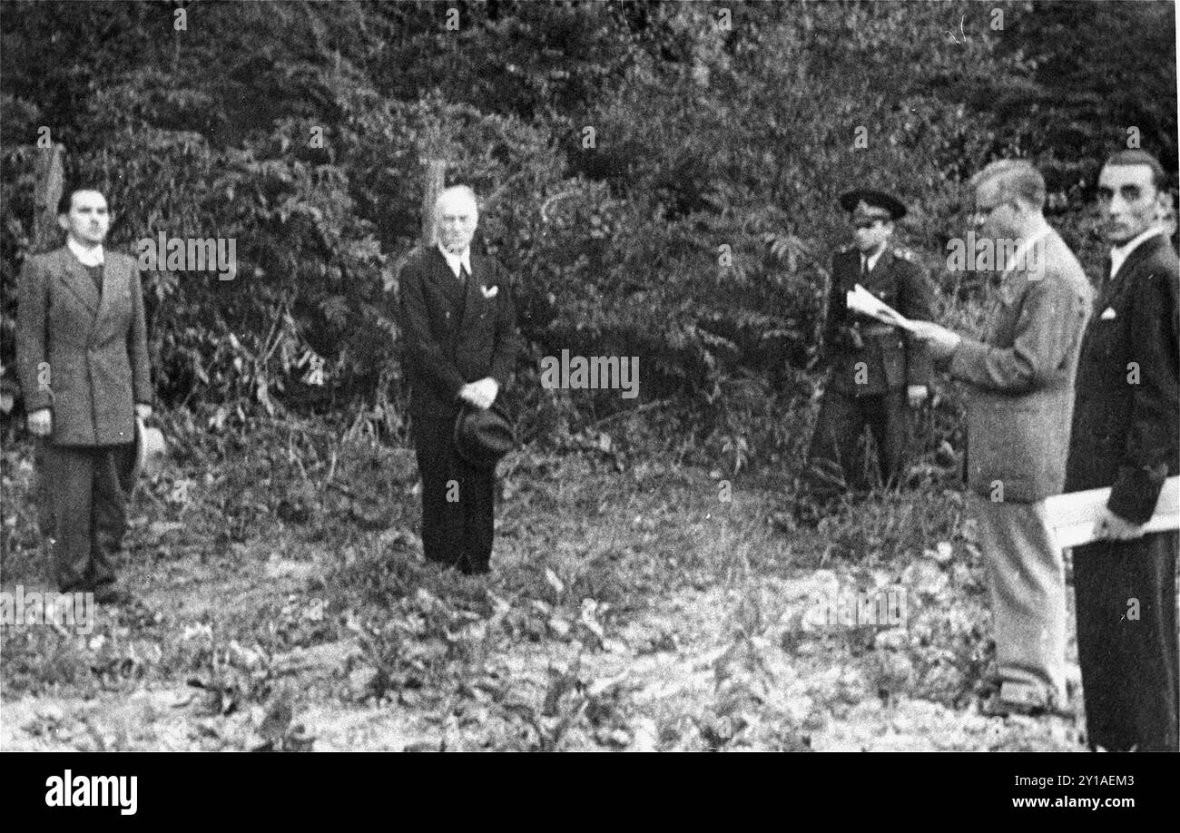 L'esecuzione del maresciallo Ion Antonescu, ex dittatore della Romania (1940-1944) nella prigione di Fort Jilava in un sobborgo di Bucarest. Fu giustiziato il 16 giugno 1946 insieme ad altri tre: Mihai Antonescu (ex vicepresidente e ministro degli affari esteri), Gheorge Alexianu (ex governatore della Transnistria) e generale C.Z. Vasiliu (ex vice ministro degli affari interni e capo della gendarmeria). Tre settimane dopo aver ottenuto il potere Ion Antonescu disse che risolvere la "questione ebraica" era la sua pressante preoccupazione, e che si considerava "infestato" dalla grande presenza ebraica Foto Stock