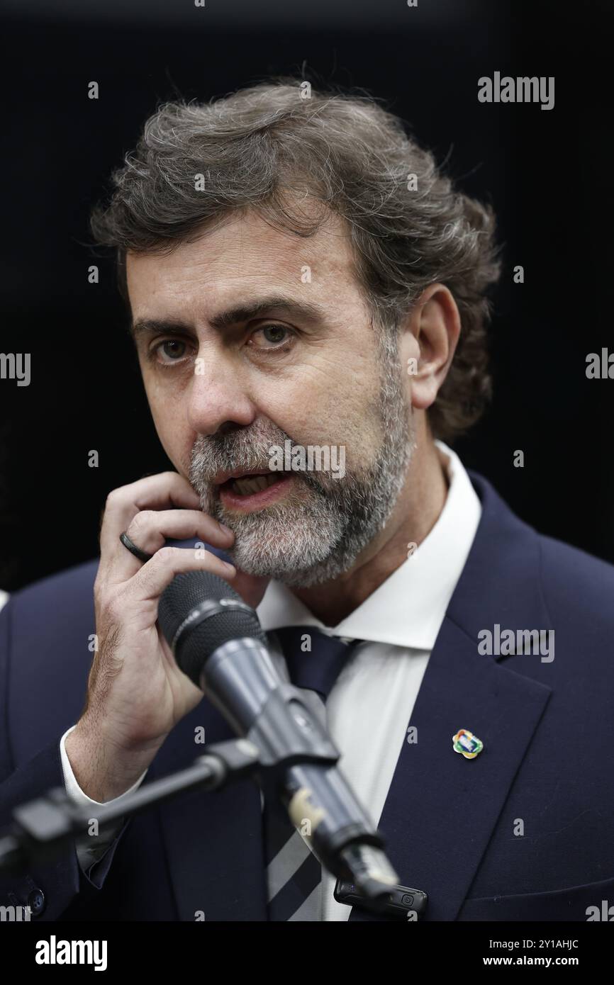 Ritratto di Marcelo Freixo. Politico brasiliano, deputato federale, membro della camera dei deputati del Brasile e presidente della società Embratur Foto Stock