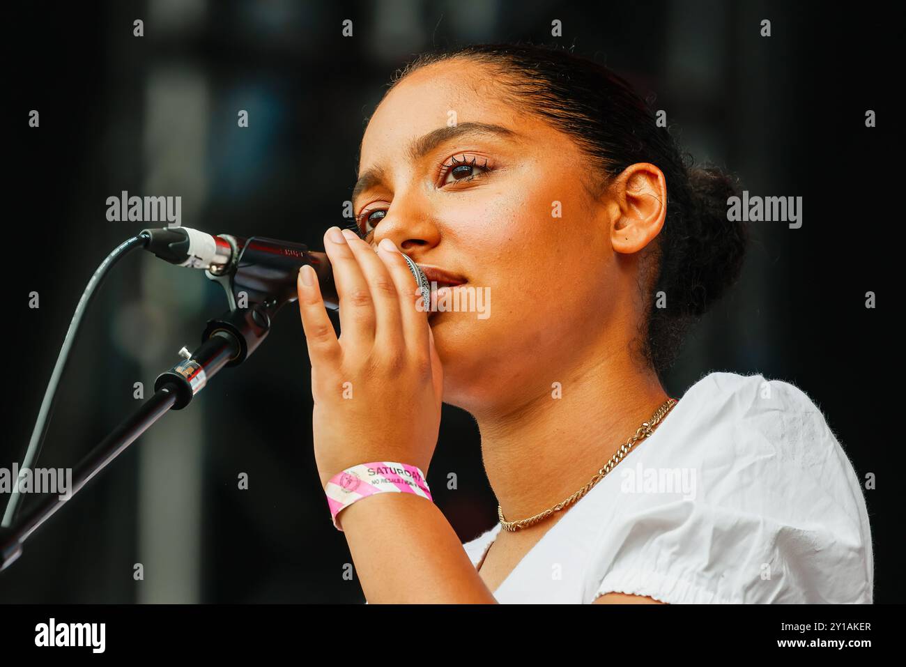 Stanmer Park, città di Brighton & Hove, East Sussex, Regno Unito. Insegnante di inglese che si esibisce al Brighton Valley Festival 2023, Brighton Concert Series, Stanmer Park .8 luglio 2023. David Smith/Alamy Live News Foto Stock