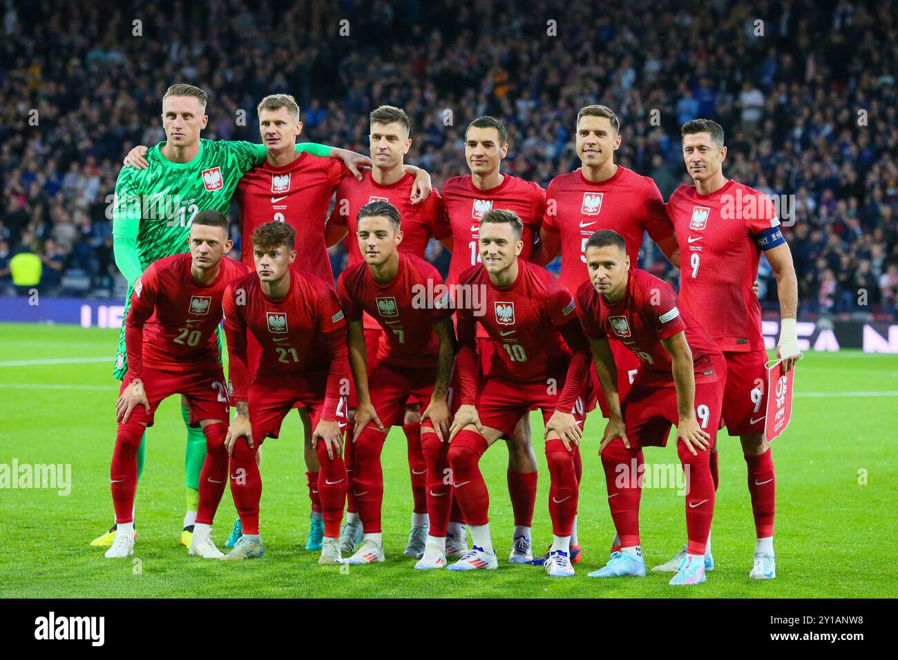 Glasgow, Regno Unito. 5 settembre 2024. La Scozia ha giocato con la Polonia a Hampden Park, Glasgow, Scozia, Regno Unito, nella prima partita della UEFA Nations League 2024. Il punteggio è stato la Scozia 2-3, la Polonia. I gol sono stati segnati da B. Gilmour, 46 minuti, S, McTominay 76 minuti e per la Polonia, S. Szymański (8')goal 8 minuti, R. Lewandowski (44' Pen) e N. Zalewski (90' 7 Pen). Crediti: Findlay/Alamy Live News Foto Stock