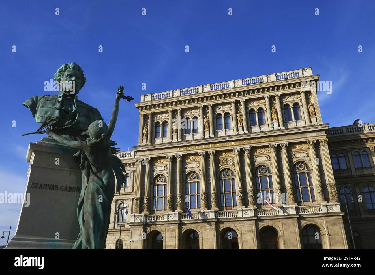 Statua di Gabor Szarvas Budapest V, Szechenyi Istvan ter Foto Stock