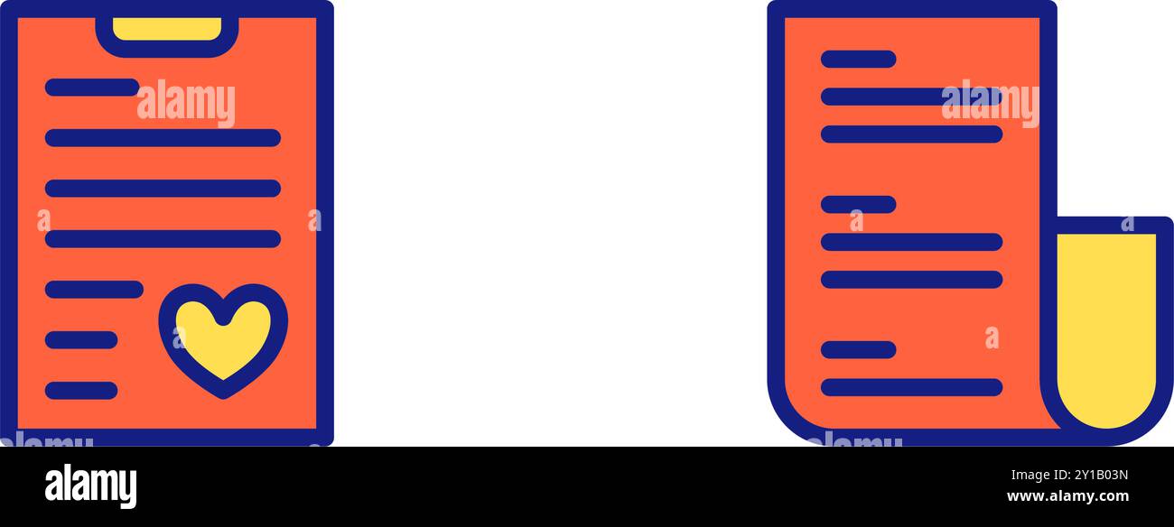 icona: ricevuta ed elenco a righe piatte colorate, fattura e fattura. File modificabile Illustrazione Vettoriale