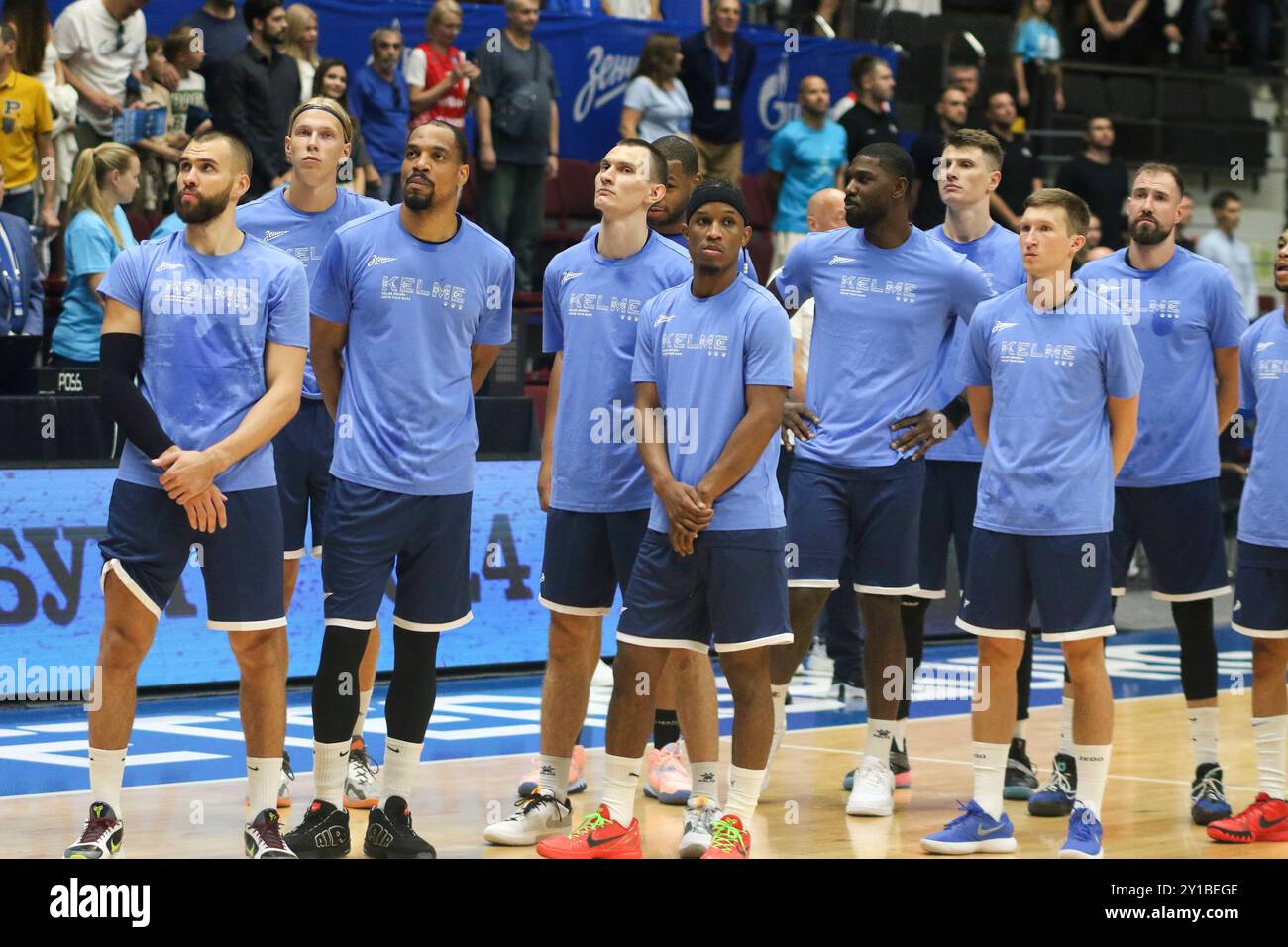 San Pietroburgo, Russia. 5 settembre 2024. Giocatori dello Zenit in azione durante la Kondrashin e la Belov Cup, tra Zenit San Pietroburgo e MBA-mai Mosca all'Arena. Punteggio finale; Zenit 80:71 MBA-mai. (Foto di Maksim Konstantinov/SOPA Images/Sipa USA) credito: SIPA USA/Alamy Live News Foto Stock