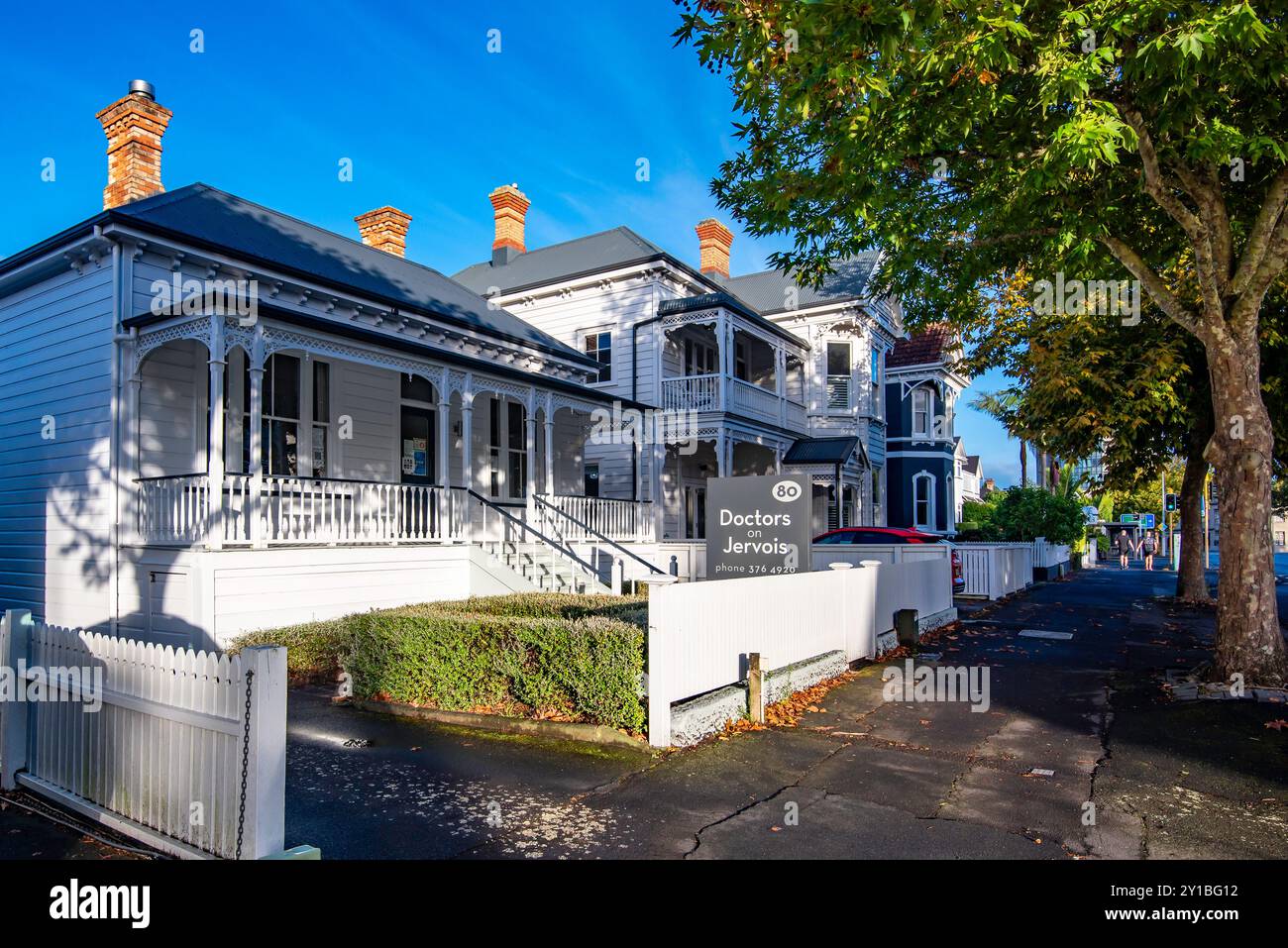 Le case residenziali a Ponsonby, Auckland, nuova Zelanda, costruite tra la fine del XIX e l'inizio del XX secolo sono conosciute localmente come 'Ville' Foto Stock
