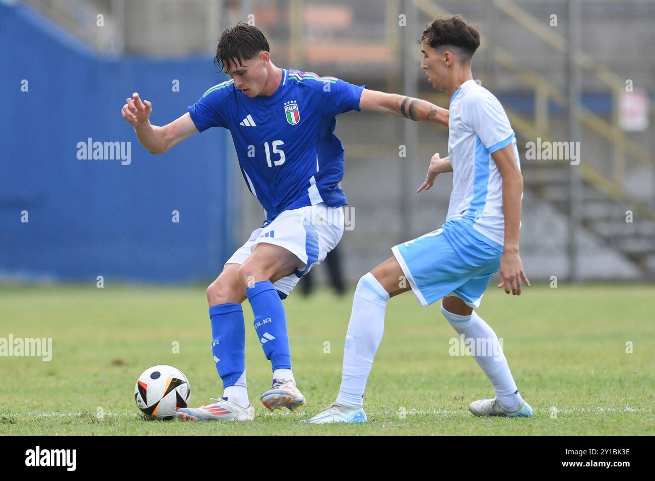 Latina, Italia. 5 settembre 2024. Nicolo Savona, d'Italia visto in azione durante la partita di qualificazione del Campionato europeo Under 21 Italia contro San Marino allo stadio Domenico Francioni di Latina. Punteggio finale; Italia 7:0 San Marino (foto di Mattia Vian/SOPA Images/Sipa USA) credito: SIPA USA/Alamy Live News Foto Stock