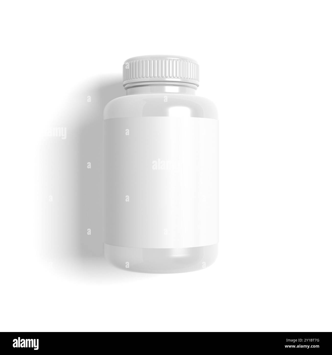 Flacone di pillole isolato su sfondo bianco. Mockup. Vuoto. illustrazione 3d. Foto Stock