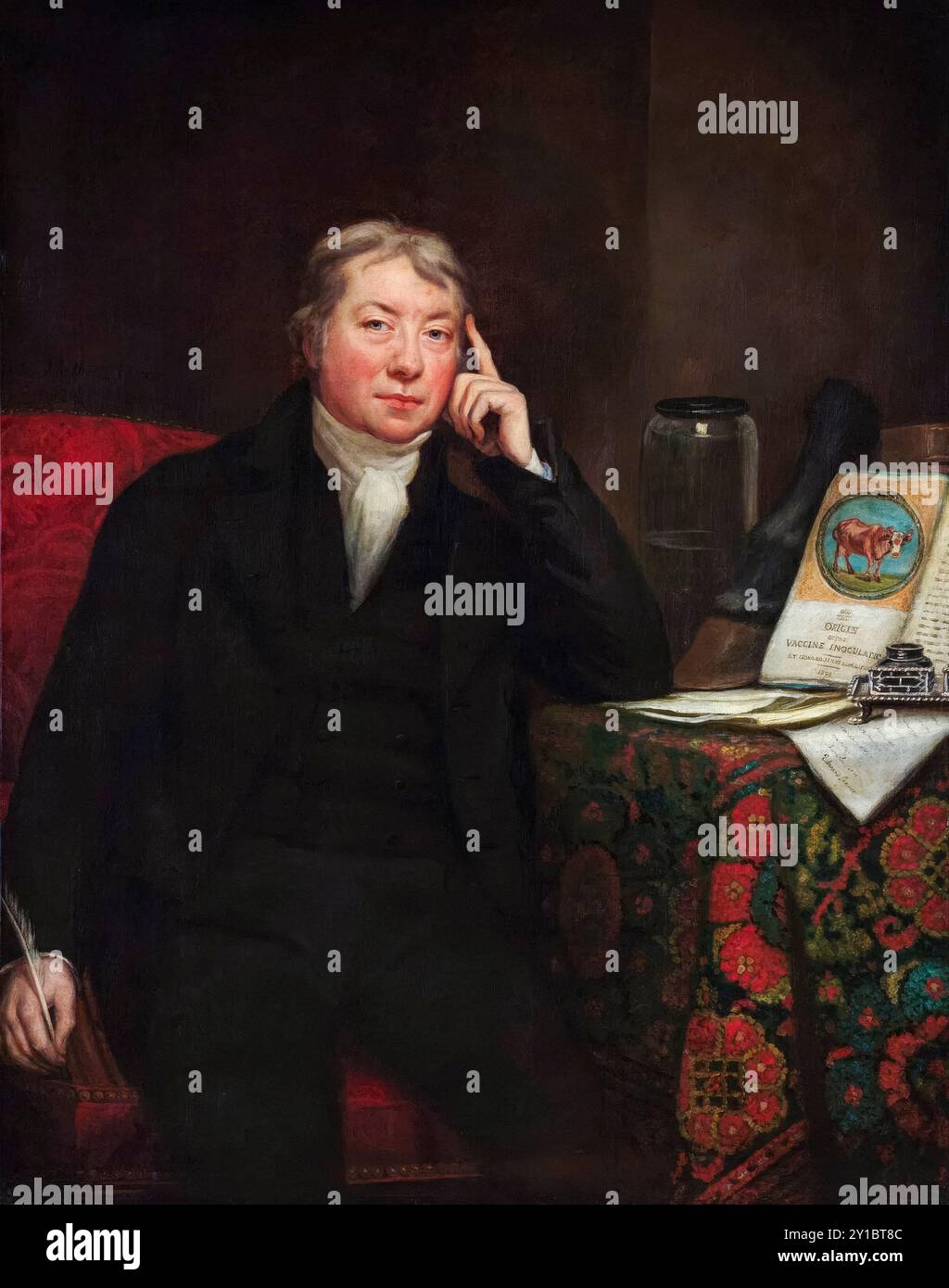 Edward Jenner (1749-1823), medico e scienziato inglese, pioniere dei vaccini, inventore del vaccino contro il vaiolo, ritratto in olio su tela di James Northcote, 1803 Foto Stock