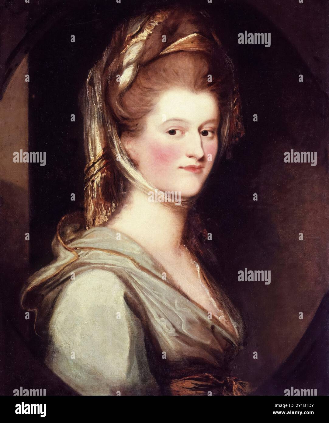 Elizabeth Craven, Principessa Berkeley (nata Lady Elizabeth Berkeley, 1750-1828), ufficiosamente Margravia di Brandeburgo-Ansbach-Bayreuth, autrice di diari di viaggio e drammaturgo, ritratto a olio su tela di Ozias Humphry, 1780-1783 Foto Stock