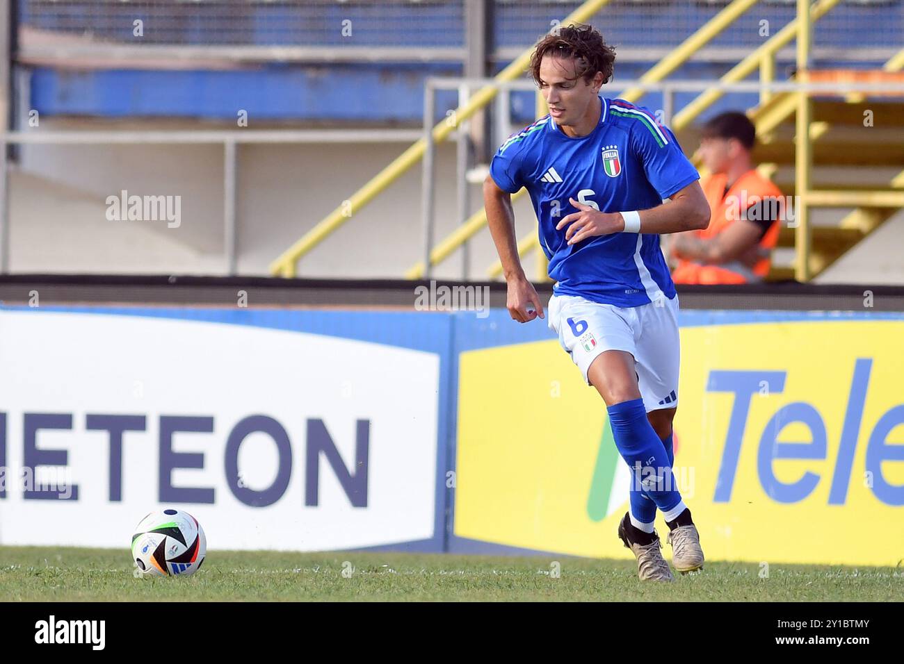 Latina, Lazio. 5 settembre 2024. Daniele Ghilardi dell'Italia durante la partita di qualificazione al Campionato europeo Under 21 Italia contro San Marino allo stadio Domenico Francioni di Latina, 05 settembre 2024 AllShotLive Credit: SIPA USA/Alamy Live News Foto Stock