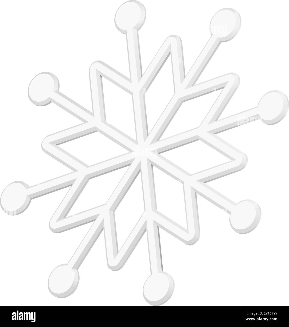 Elegante tenerezza bianco fiocco di neve motivo tradizionale disegno decorativo circolare realistico illustrazione vettoriale. Splendido lusso isometrico lucido ghiacciato Illustrazione Vettoriale