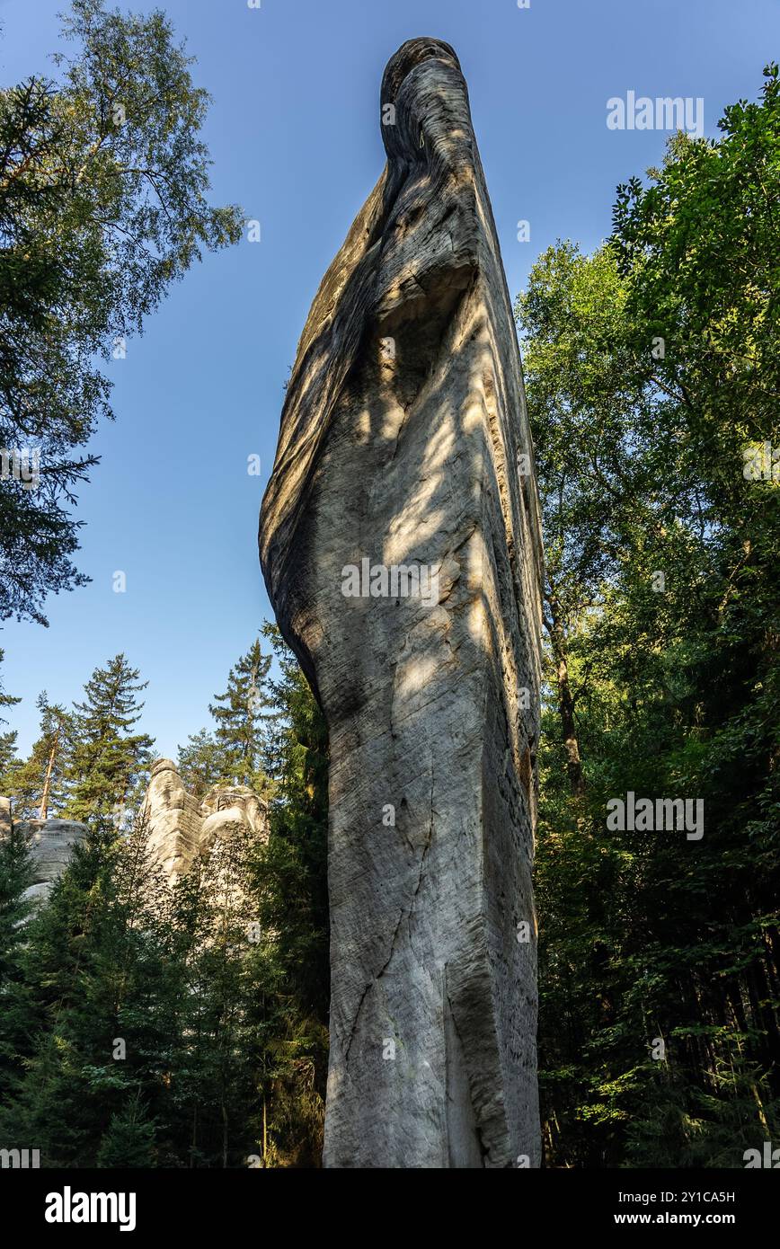 Parco nazionale delle rocce di Adrspach Teplice. Catena montuosa Adrspach Teplice Rocks nel Sudetes centrale, parte delle Table Mountains. Bellissima san in pietra calcarea Foto Stock