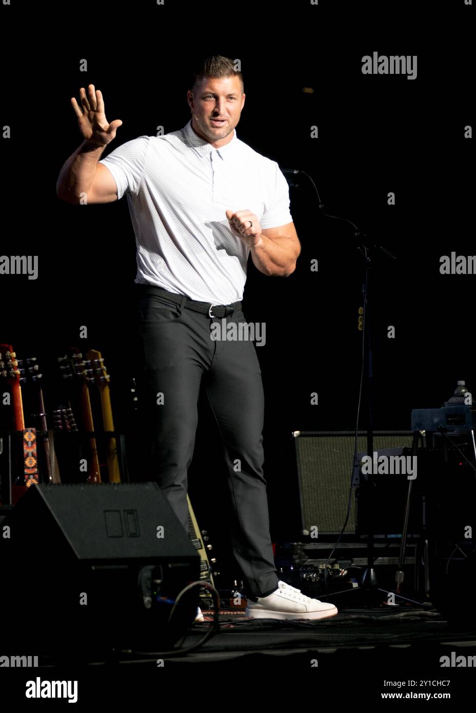 GAINESVILLE, FLORIDA, STATI UNITI. 05 SETTEMBRE 2024. La leggenda dei Florida Gator e il vincitore dell'Heisman Trophy Tim Tebow. Credito: Bill Ragan/Alamy Live News Foto Stock