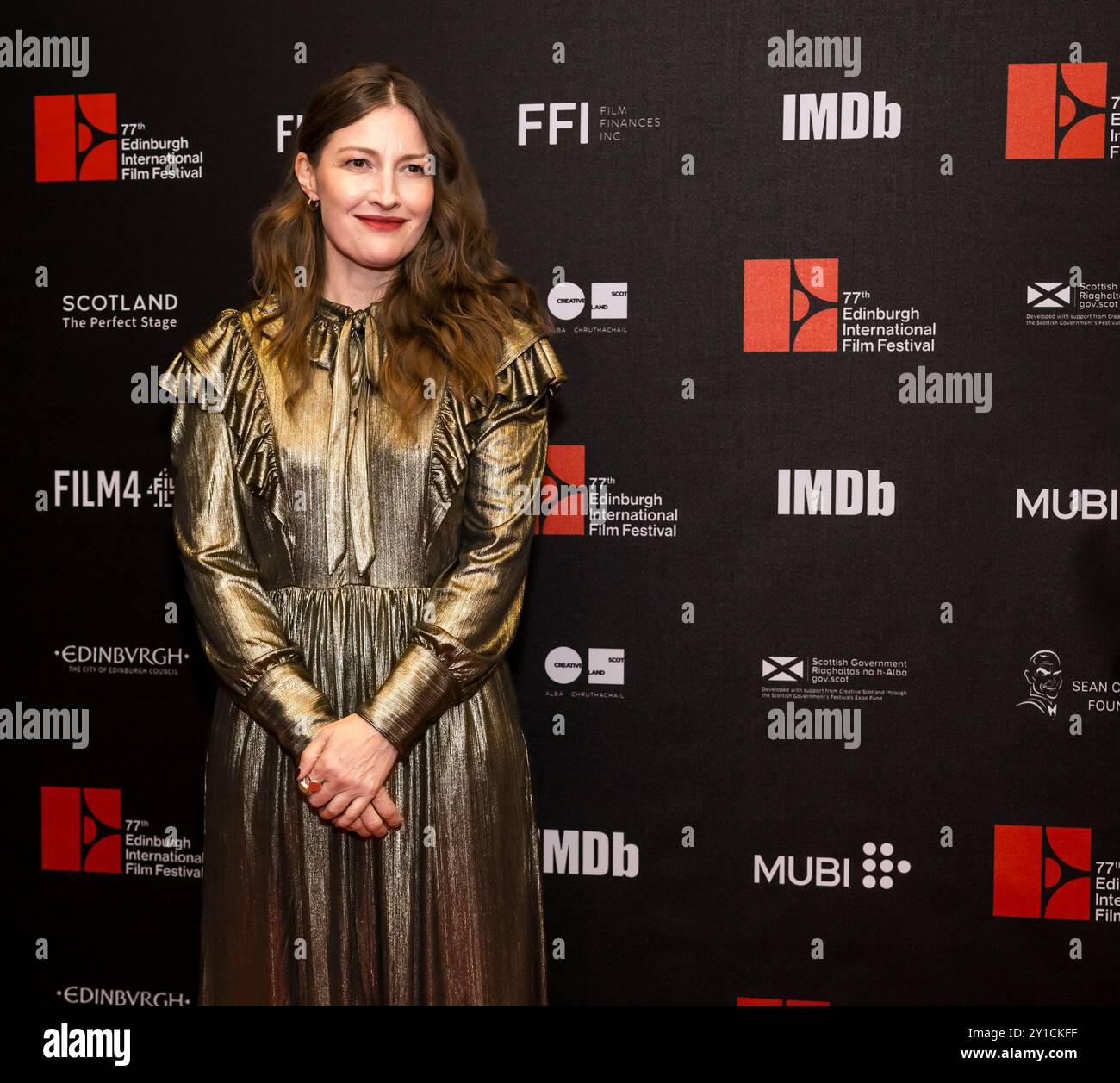 Kelly Macdonald all'Edinburgh International Film Festival Red carpet per The Radleys, Scozia, Regno Unito Foto Stock