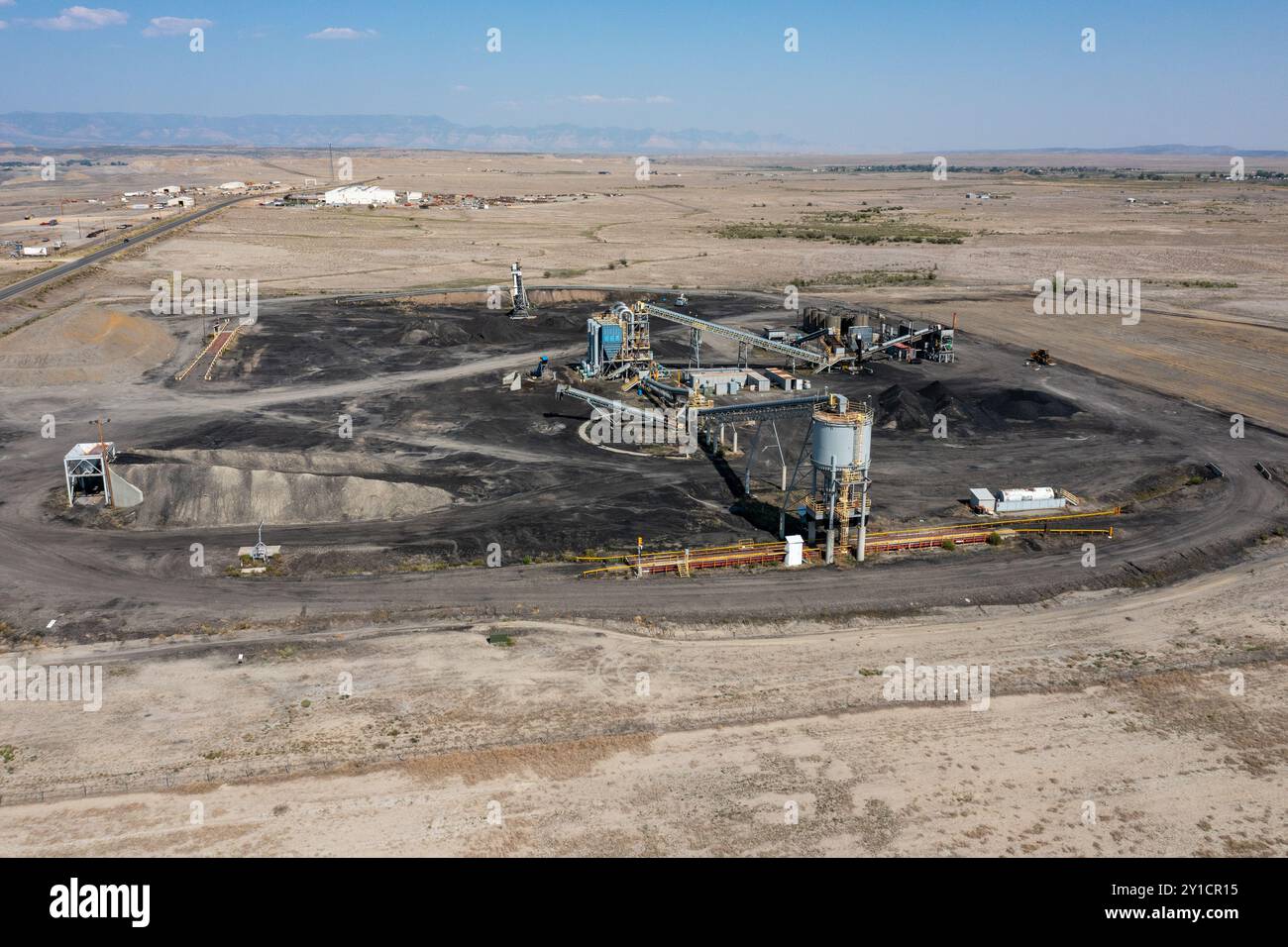 L'impianto di pirolisi Blue Sky Energy converte il carbone in bio-olio, idrogeno, metano e biochar senza bruciarlo. Wellington, Utah. Foto Stock