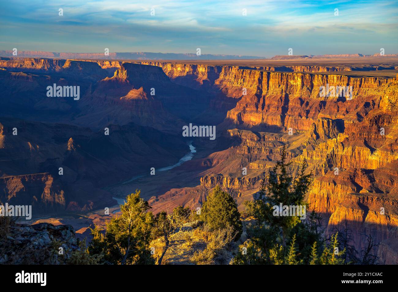 Grand Canyon al tramonto vista dalla Desert View Watchtower Foto Stock