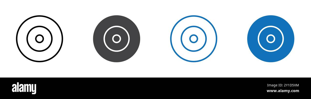 Logo icona CD firma il set di linee sottili e la raccolta di gruppi Illustrazione Vettoriale