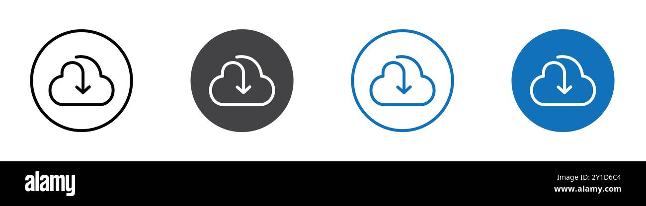 Icona di download Logo Accedi al set di linee sottili e alla raccolta di gruppi Illustrazione Vettoriale