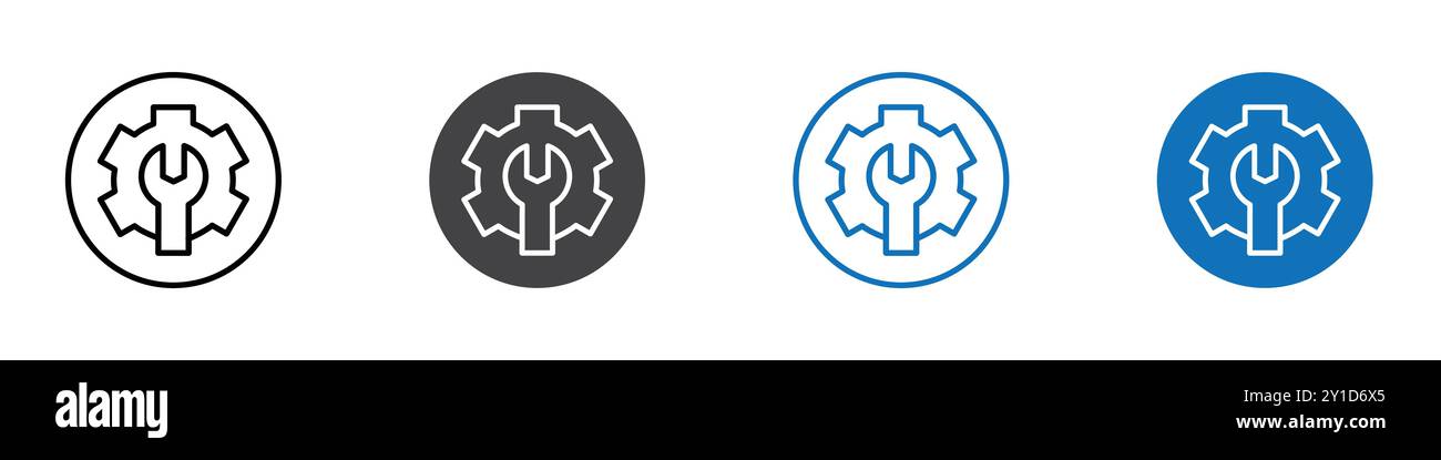 Icona di manutenzione Logo firma il set di linee sottili e la raccolta di gruppi Illustrazione Vettoriale