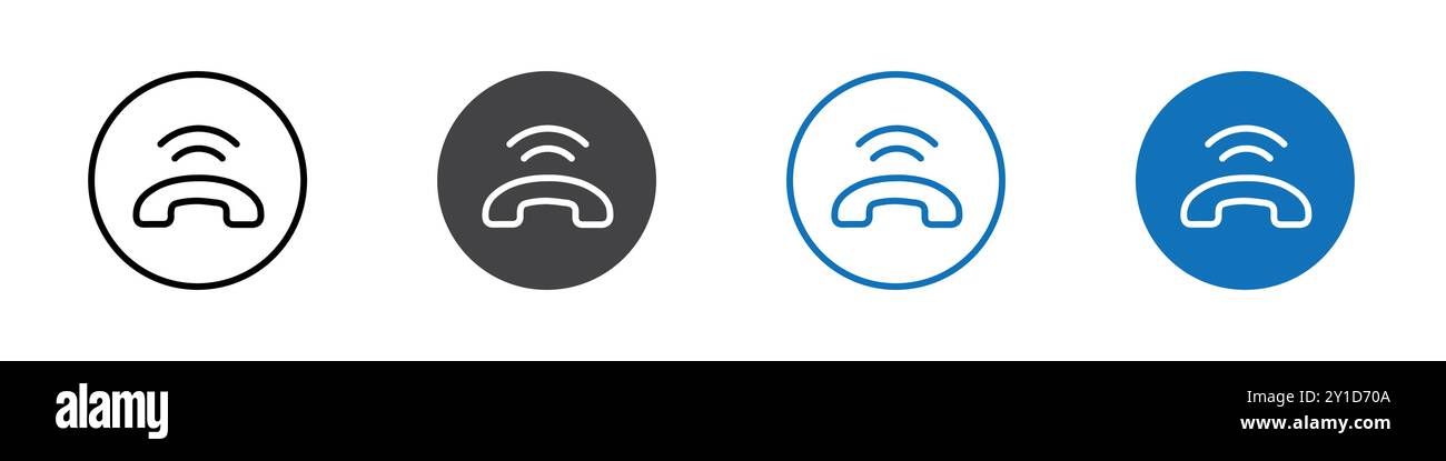 Icona della suoneria del telefono Logo firma il set di linee sottili e la raccolta di gruppi Illustrazione Vettoriale