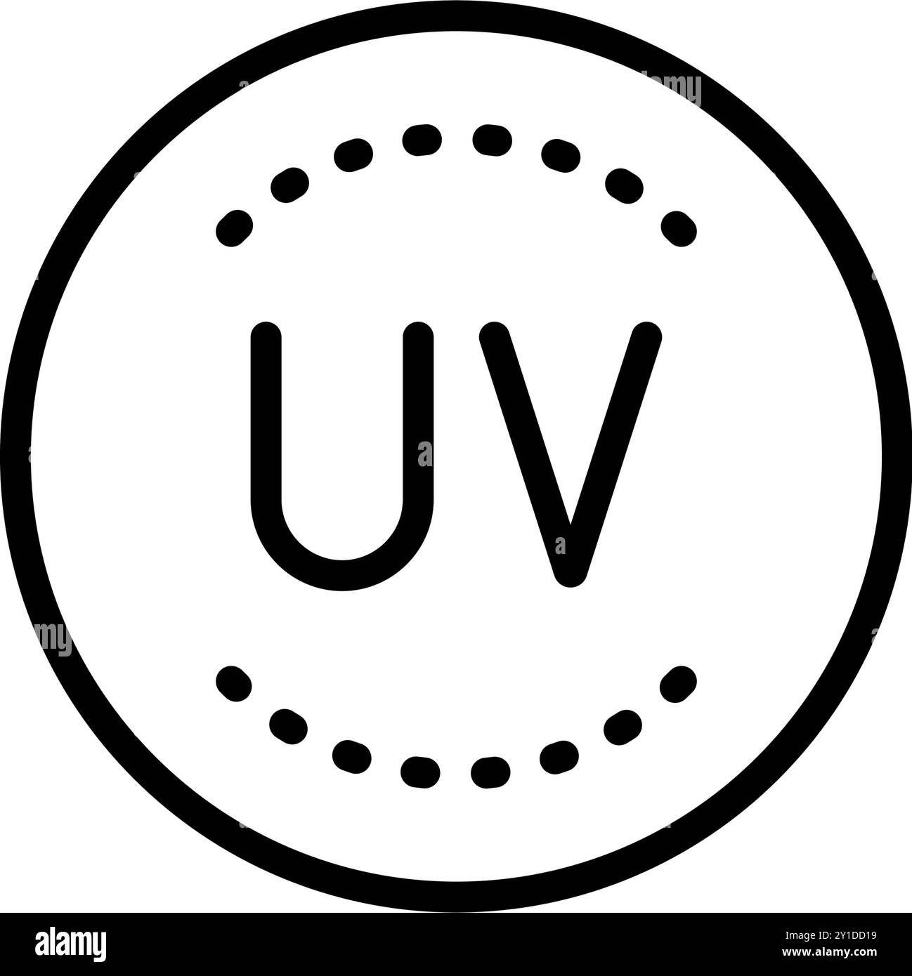 Icona della luce UV per la disinfezione del contorno. Icona della luce ultravioletta, radiazione a raggi UV. Illustrazione grafica del vettore di radiazione elettromagnetica Illustrazione Vettoriale