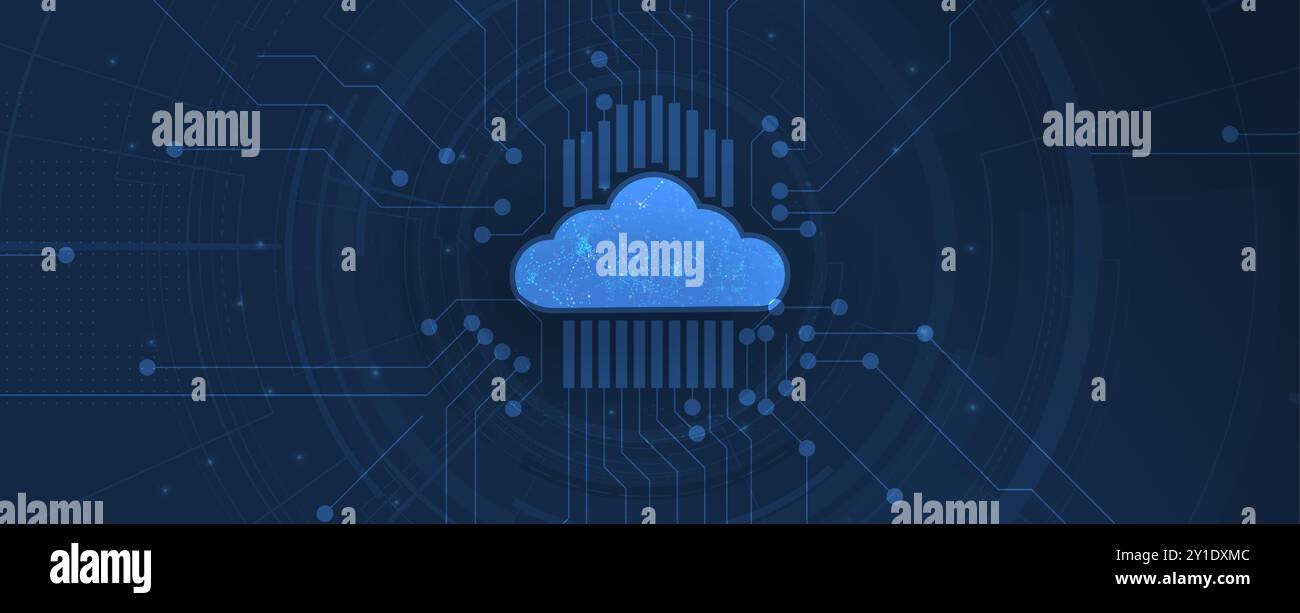 Ridefinire i confini della connettività e della potenza di elaborazione con l’infrastruttura astratta della tecnologia cloud Illustrazione Vettoriale