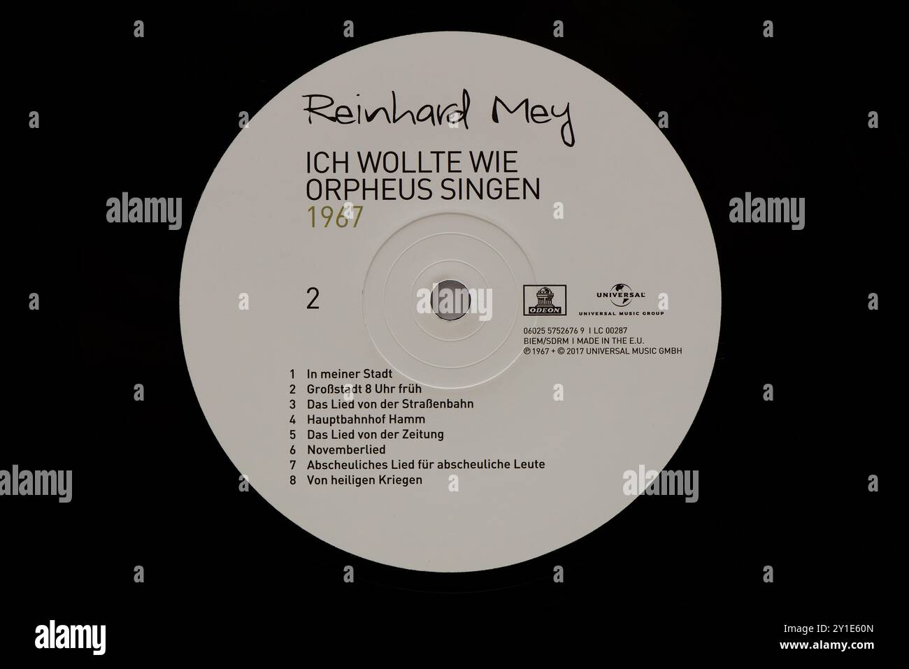 Etichetta Vinthouse record: Reinhard Mey-Ich wollte wie Orpheus singen. Odeon Records, fondata nel 1903, Universal Music Group Foto Stock