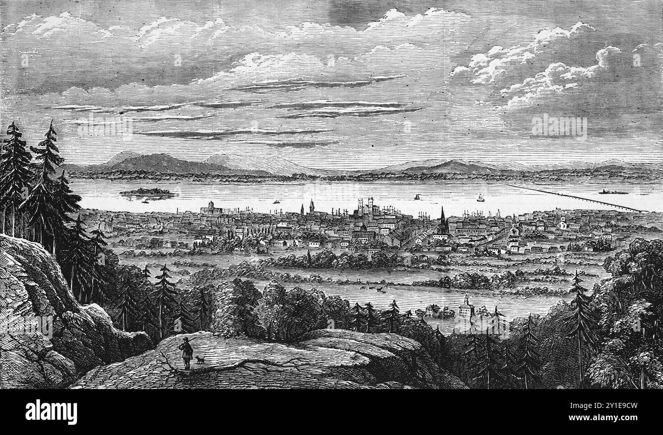 Montreal, Quebec, Canada nel XIX secolo. Illustrazione tratta dalla storia dell'Inghilterra di Cassell, vol VII. New Edition pubblicata circa 1873-5. Foto Stock