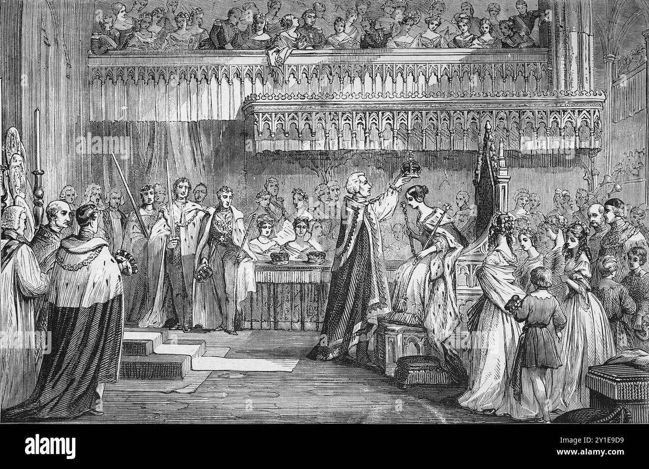 The Incoronation of Queen Victoria, 20 giugno 1837; Illustration from Cassell's History of England, vol VII. New Edition pubblicato Circ 1873-5. Foto Stock