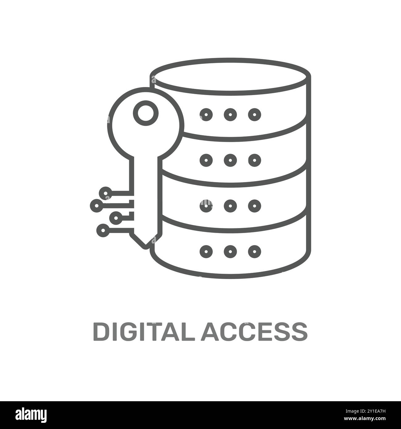 Icona che rappresenta l'accesso digitale allo storage protetto dei dati, enfatizzando sia l'accesso che la protezione Illustrazione Vettoriale