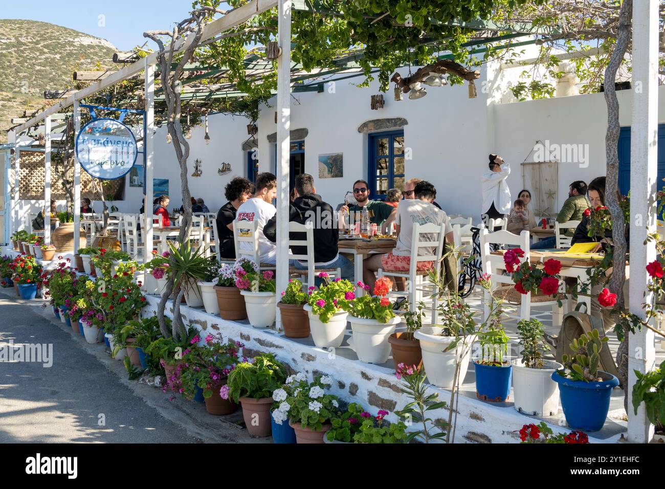 Griechenland, Kykladen, Amorgos, Kalofana im westen der Insel, Restaurant T Apanemo, Foto Stock